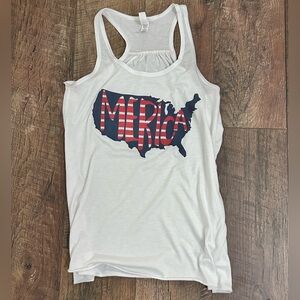 Bella Canvas White Merica Women’s Tank, size small